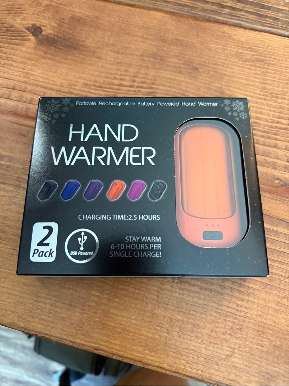 Rechargeable USB Hand Warmer - Coral Orange (2 Pack)